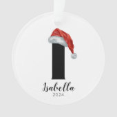Santa Hat Eenvoudige  letter I Kerst Ornament (voorkant)