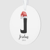 Santa Hat Eenvoudige letter J Kerst Ornament (voorkant)
