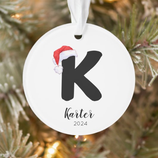 Santa Hat Eenvoudige  letter K Kerst Ornament (Boom)