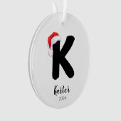 Santa Hat Eenvoudige  letter K Kerst Ornament (voorkant)