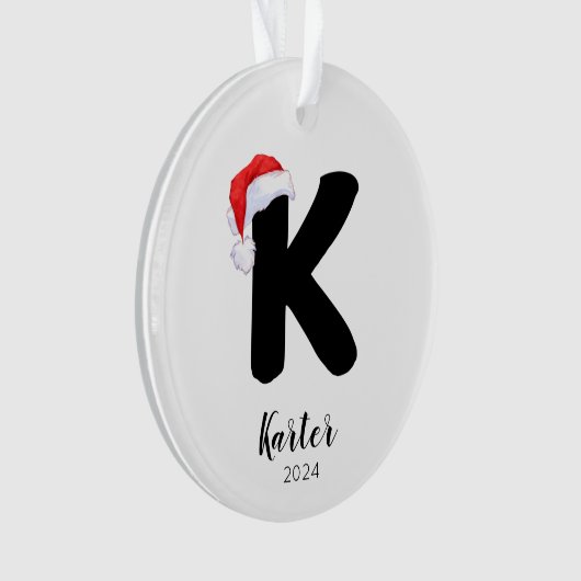 Santa Hat Eenvoudige  letter K Kerst Ornament (voorkant)