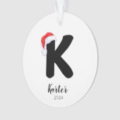 Santa Hat Eenvoudige  letter K Kerst Ornament (voorkant)