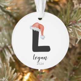 Santa Hat Eenvoudige letter L Kerst Ornament