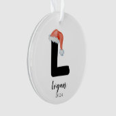 Santa Hat Eenvoudige letter L Kerst Ornament (voorkant)