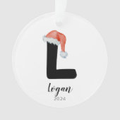 Santa Hat Eenvoudige letter L Kerst Ornament (voorkant)