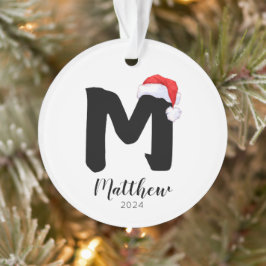 Santa Hat Eenvoudige letter M Kerst Ornament