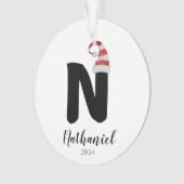 Santa Hat Eenvoudige  letter N Kerst Ornament (voorkant)