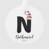 Santa Hat Eenvoudige  letter N Kerst Ornament (voorkant)