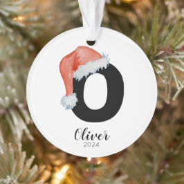 Santa Hat Eenvoudige letter O Kerst Ornament