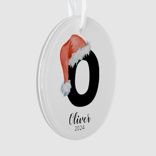 Santa Hat Eenvoudige letter O Kerst Ornament (voorkant)