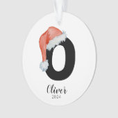 Santa Hat Eenvoudige letter O Kerst Ornament (voorkant)