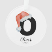 Santa Hat Eenvoudige  letter O Kerst Ornament (voorkant)
