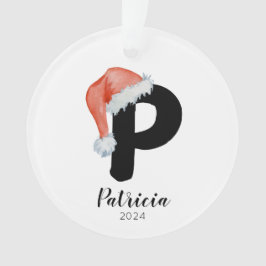 Santa Hat Eenvoudige  letter P Kerst Ornament