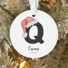 Santa Hat Eenvoudige letter Q Christmas Ornament