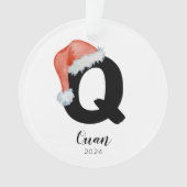 Santa Hat Eenvoudige  letter Q Christmas Ornament (voorkant)