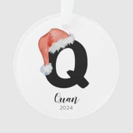 Santa Hat Eenvoudige  letter Q Christmas Ornament