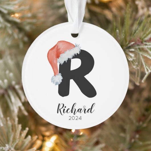 Santa Hat Eenvoudige letter R Kerst Ornament (Boom)