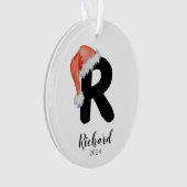 Santa Hat Eenvoudige letter R Kerst Ornament (voorkant)