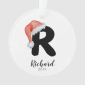Santa Hat Eenvoudige letter R Kerst Ornament (voorkant)