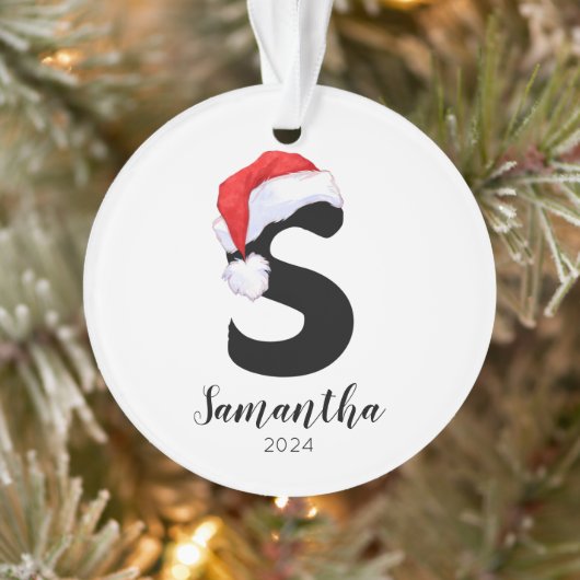 Santa Hat Eenvoudige letter S Kerst Ornament (Boom)