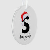 Santa Hat Eenvoudige letter S Kerst Ornament (voorkant)