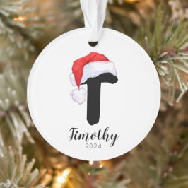 Santa Hat Eenvoudige letter T Kerst Ornament