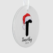 Santa Hat Eenvoudige  letter T Kerst Ornament (voorkant)