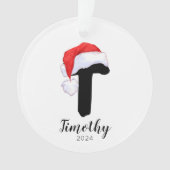 Santa Hat Eenvoudige  letter T Kerst Ornament (voorkant)