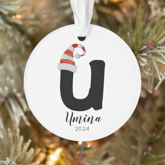 Santa Hat Eenvoudige  letter U Kerst Ornament (Boom)