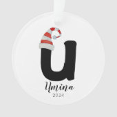 Santa Hat Eenvoudige  letter U Kerst Ornament (voorkant)