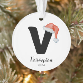 Santa Hat Eenvoudige letter V Kerst Ornament