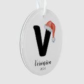 Santa Hat Eenvoudige  letter V Kerst Ornament (voorkant)