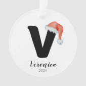 Santa Hat Eenvoudige  letter V Kerst Ornament (voorkant)