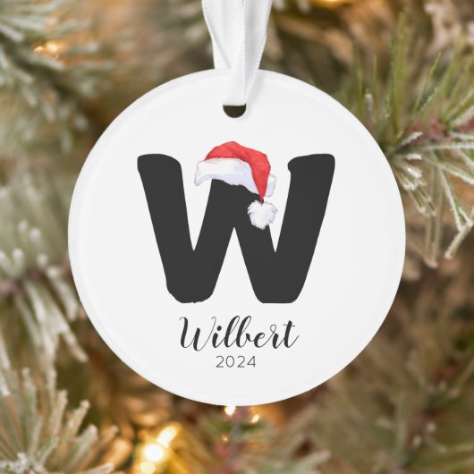 Santa Hat Eenvoudige letter W Christmas Ornament (Boom)