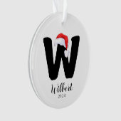 Santa Hat Eenvoudige letter W Christmas Ornament (voorkant)