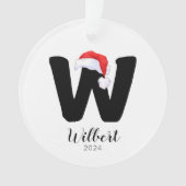 Santa Hat Eenvoudige letter W Christmas Ornament (voorkant)