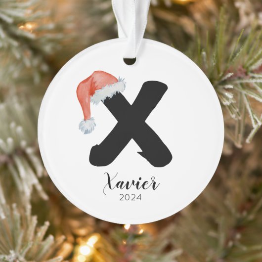 Santa Hat Eenvoudige  letter X Kerst Ornament (Boom)