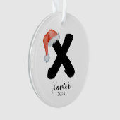 Santa Hat Eenvoudige  letter X Kerst Ornament (voorkant)