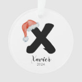 Santa Hat Eenvoudige  letter X Kerst Ornament (voorkant)