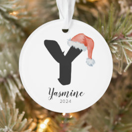 Santa Hat Eenvoudige letter Y Kerst Ornament