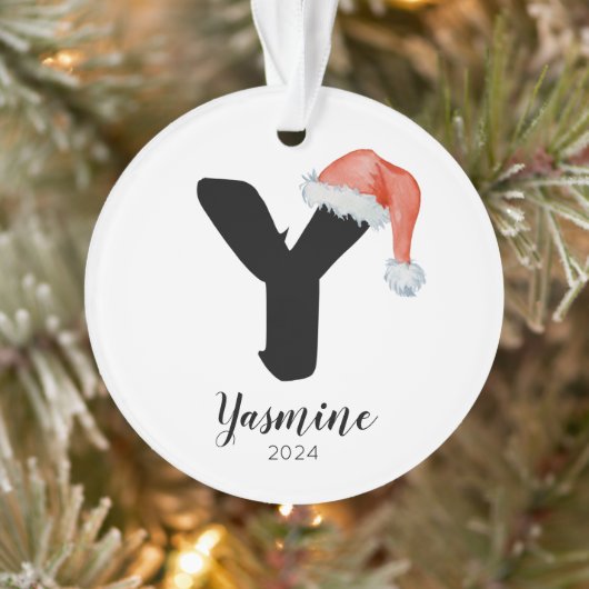 Santa Hat Eenvoudige  letter Y Kerst Ornament (Boom)
