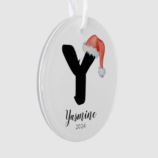 Santa Hat Eenvoudige  letter Y Kerst Ornament (voorkant)