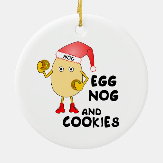 Santa Hat Egg Nog Keramisch Ornament (Achterkant)