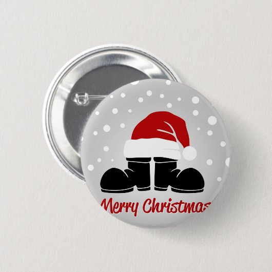 Santa hat en bootsb ronde button 5,7 cm (Voorkant /achterkant)