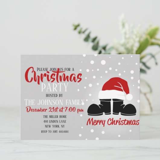 Santa hat en laarzen kaart (Staand voorkant)