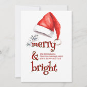 Santa Hat en Snowflakes vrolijk en helder Feestdagenkaart (Voorkant)
