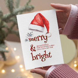 Santa Hat en Snowflakes vrolijk en helder Feestdagenkaart