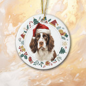 Santa Hat Engelse Springer Spaniel krans Keramisch Ornament