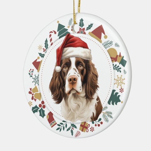 Santa Hat Engelse Springer Spaniel krans Keramisch Ornament (Links)