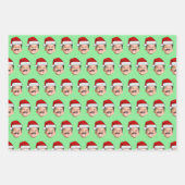 Santa Hat Face Gift Wrap, Custom Face Inpakpapier Vel (Voorkant 3)